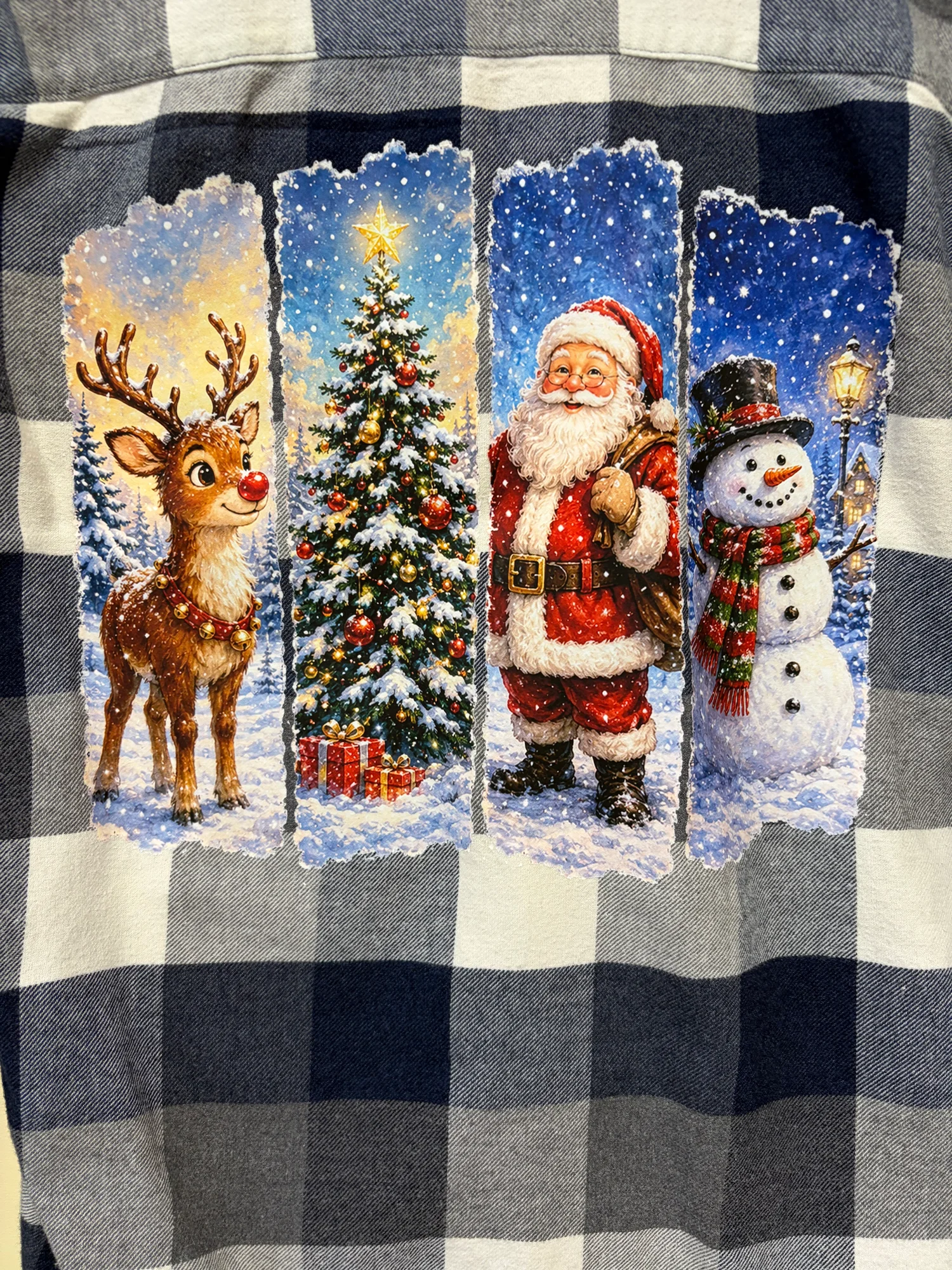 Upcycled Christmas Classics Buffalo Plaid Flannel Shirt – Men's Size Medium