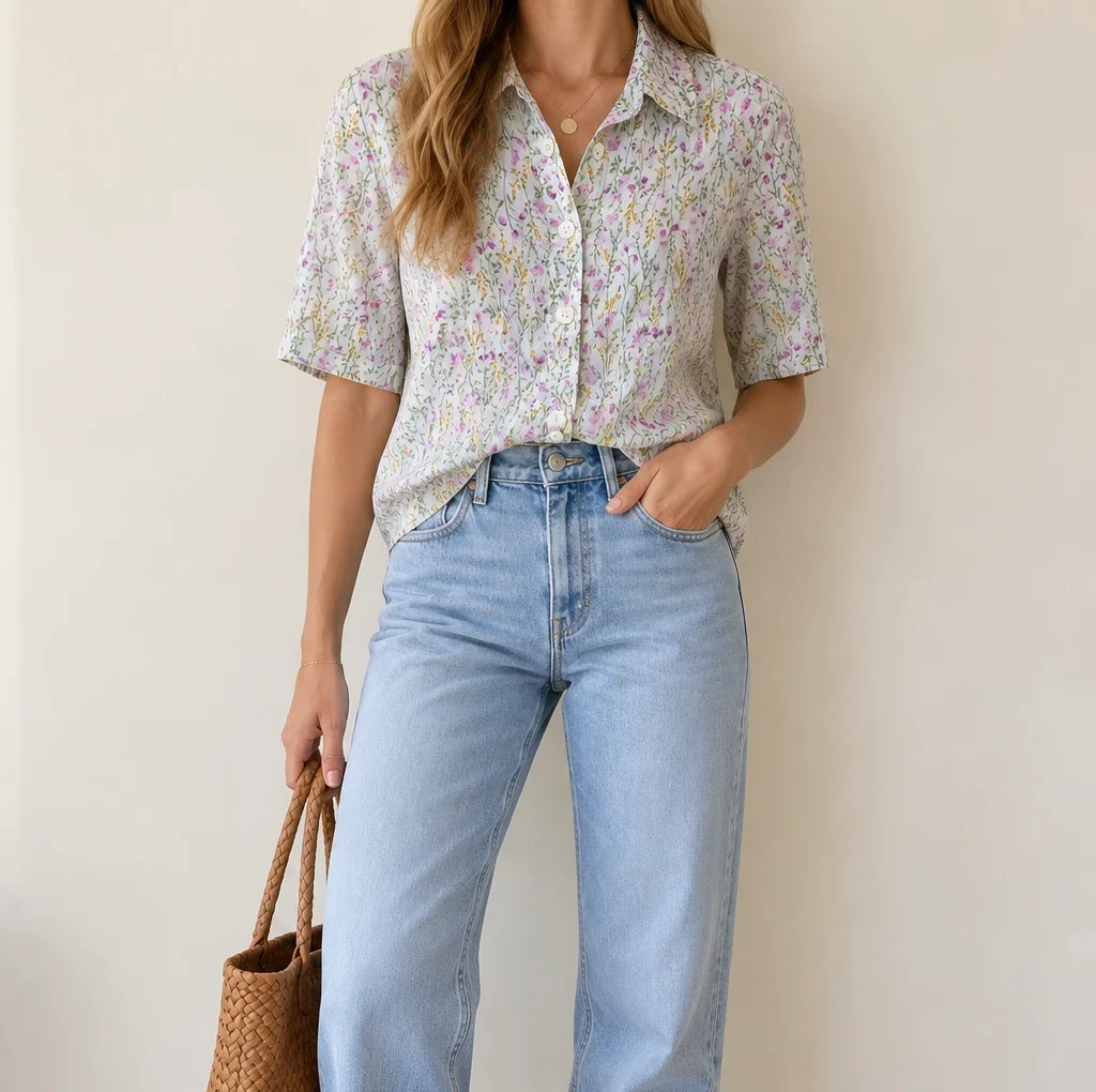 United Colors of Benetton Floral Print Blouse sz XS