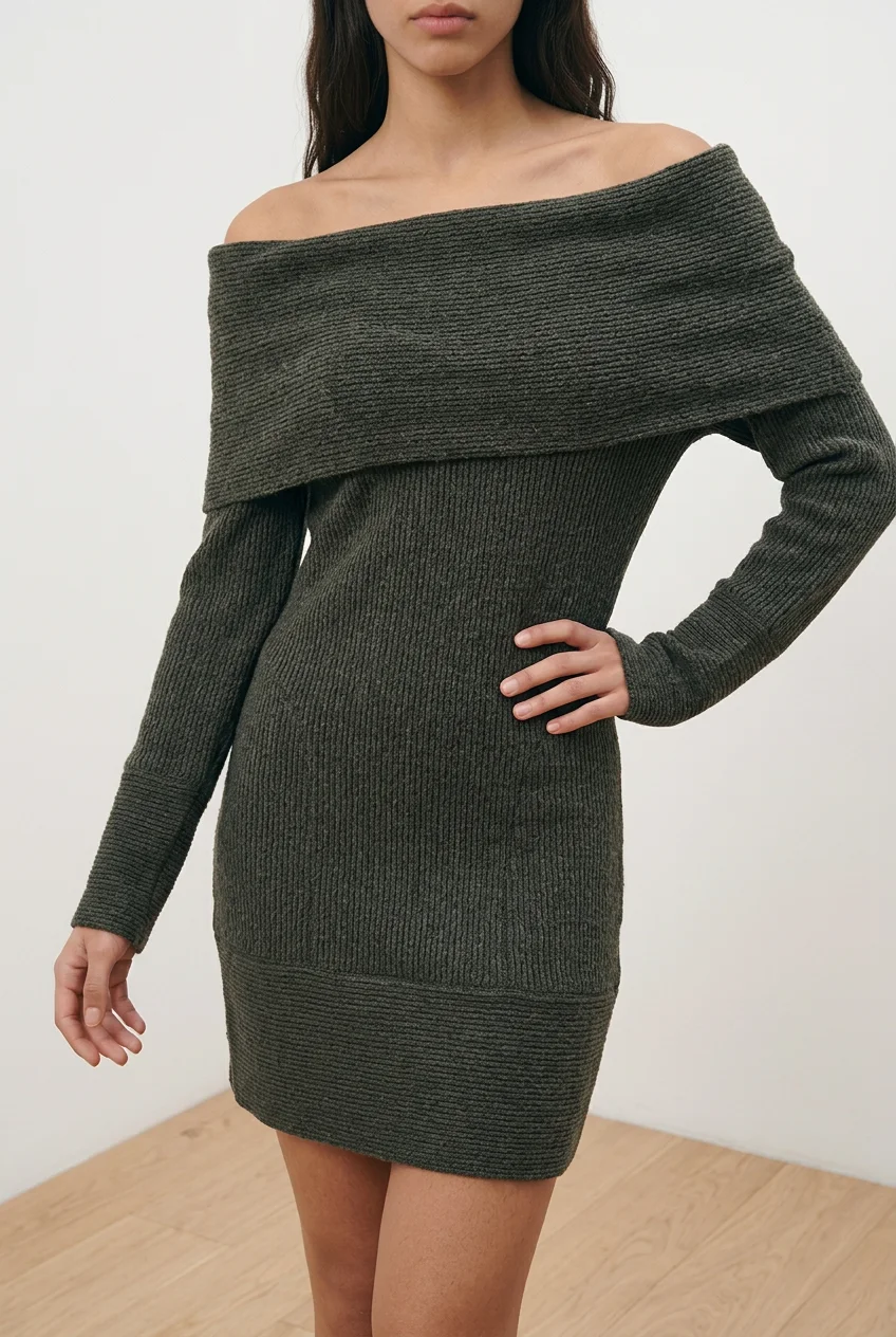 Lululemon Along The Way Sweater Dress Heathered Dark Olive Green