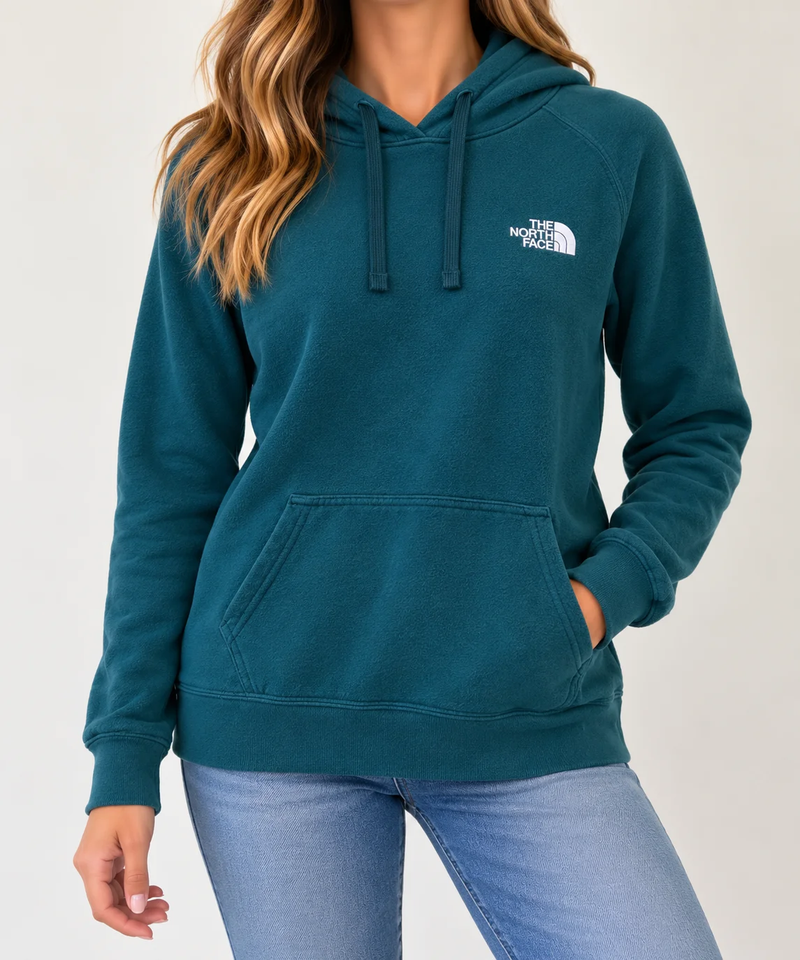 The North Face Women’s Box NSE "Never Stop Exploring" Pullover Hoodie in Teal - Size M
