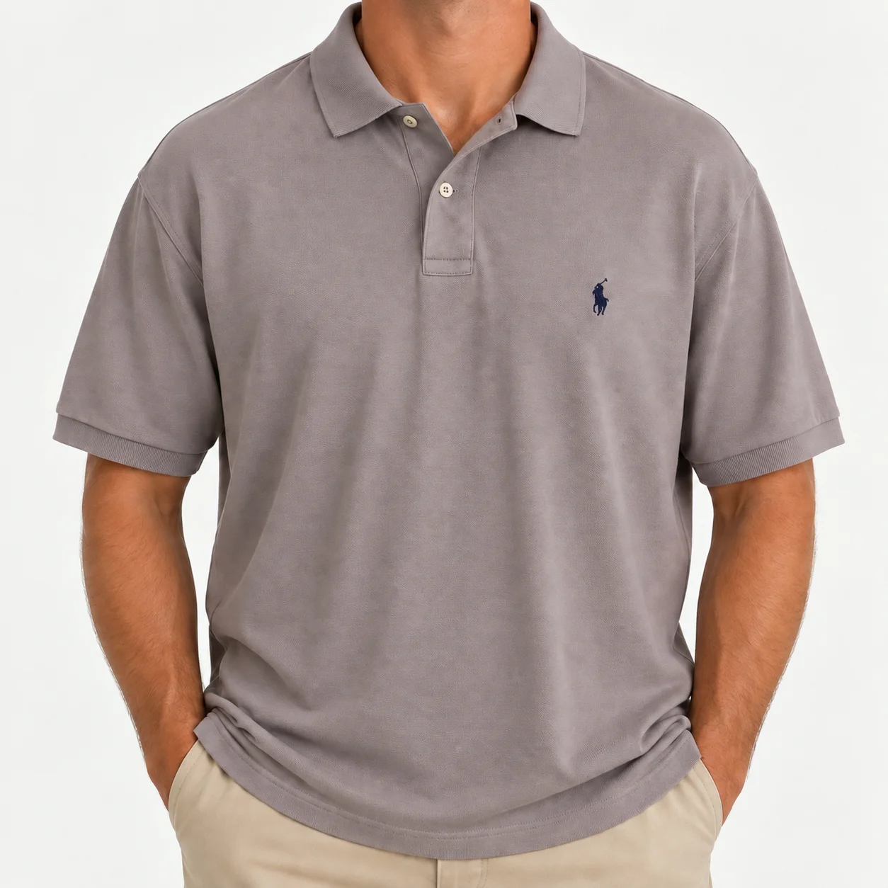 Vintage Polo by Ralph Lauren Men's Classic Interlock Polo Shirt Taupe Brown Size XL