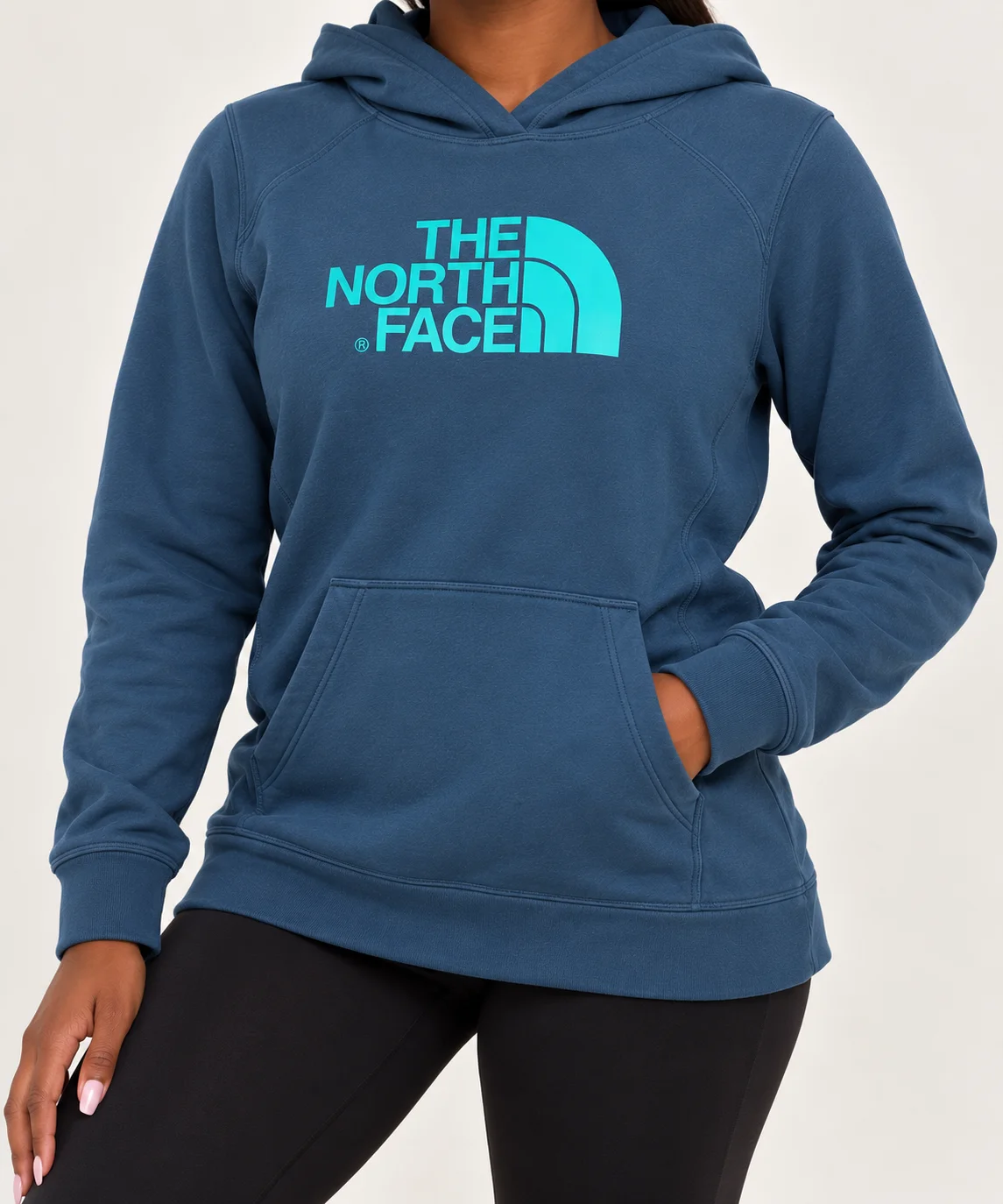 The North Face Women's Half Dome Logo Pullover Hoodie Size Medium Teal Blue