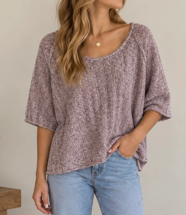 Free People Women’s Mauve Heather Oversized Knit Sweater Size Small