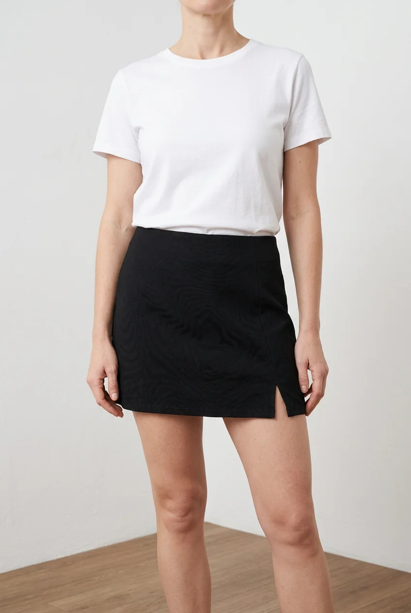 American Eagle Black It Knit High-Rise Side-Slit Mini Skort — Size XS